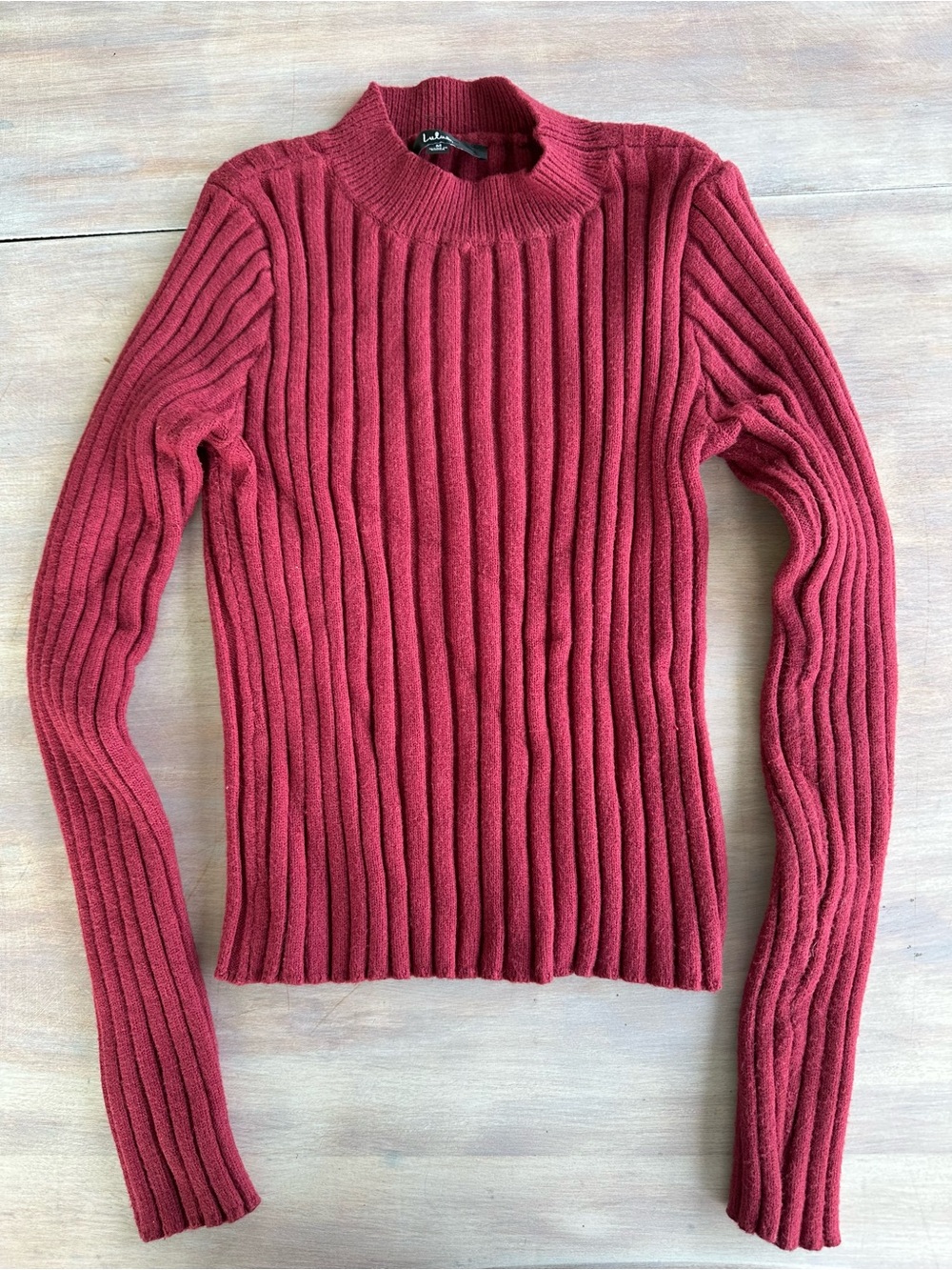 Lulu's Magenta Stretchy Cropped Mock Neck Sweater M